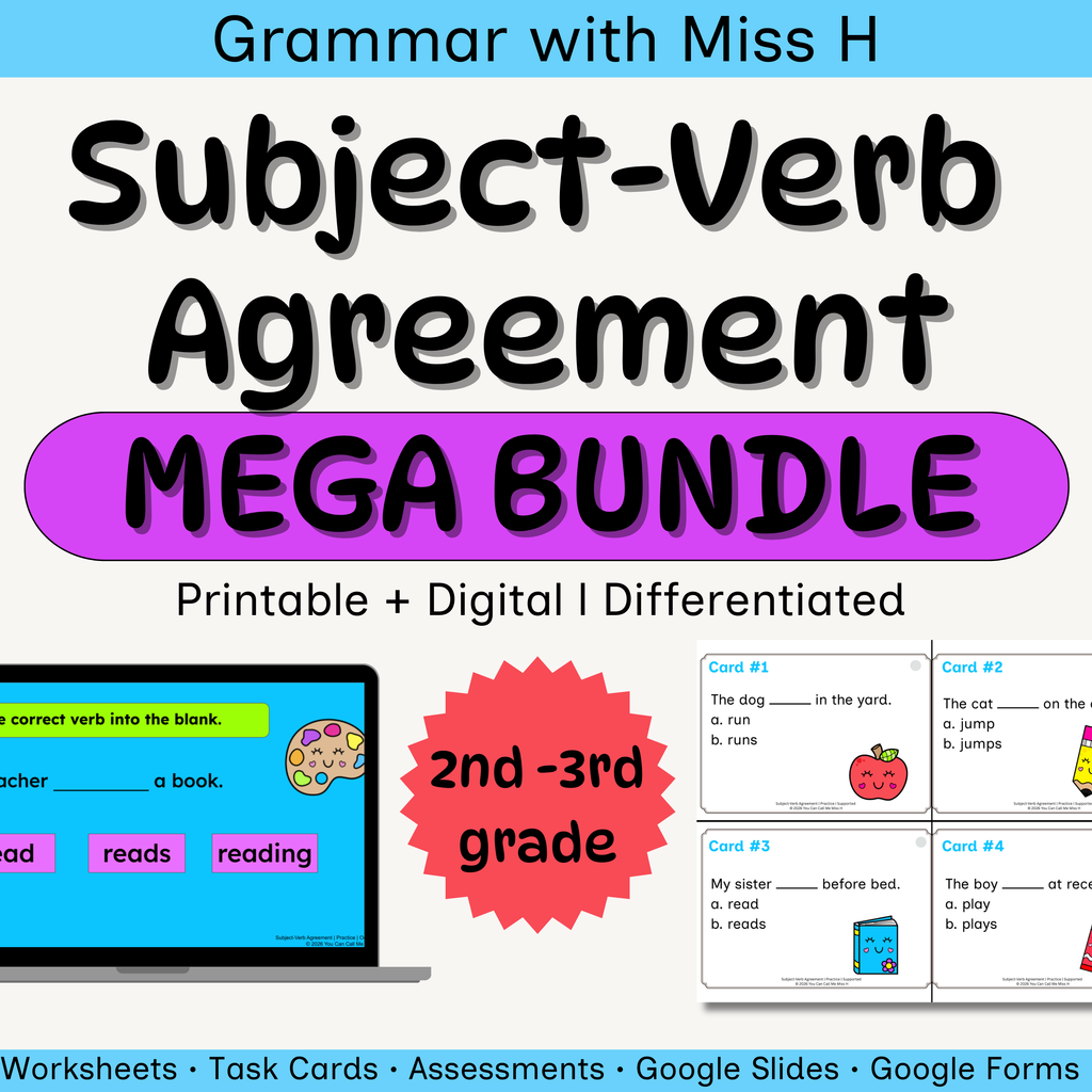 2nd–3rd Grade Grammar & Reading Comprehension Mega Bundle | Printable + Digital Literacy Activities | On-Level & Differentiated Support